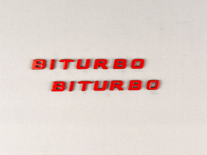 Mercedes-Benz S E C G GT Brabus Biturbo Red Metal Emblem Logo Badges Set